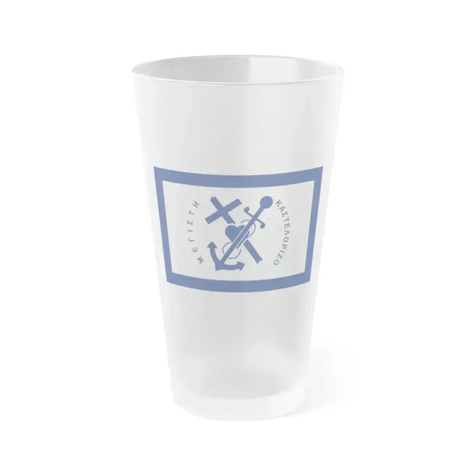 Flag of Kastellorizo Greece - Frosted Pint Glass 16oz 16oz Frosted - Go Mug Yourself