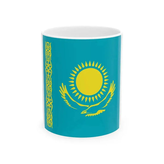 Flag of Kazakhstan 1-1 (Kazakhstan) White Coffee Mug 11oz - Go Mug Yourself