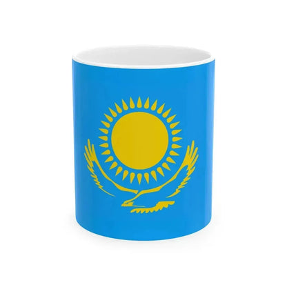 Flag of Kazakhstan 1992 variant (Kazakhstan) White Coffee Mug 11oz - Go Mug Yourself