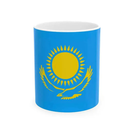 Flag of Kazakhstan 1992 variant (Kazakhstan) White Coffee Mug 11oz - Go Mug Yourself