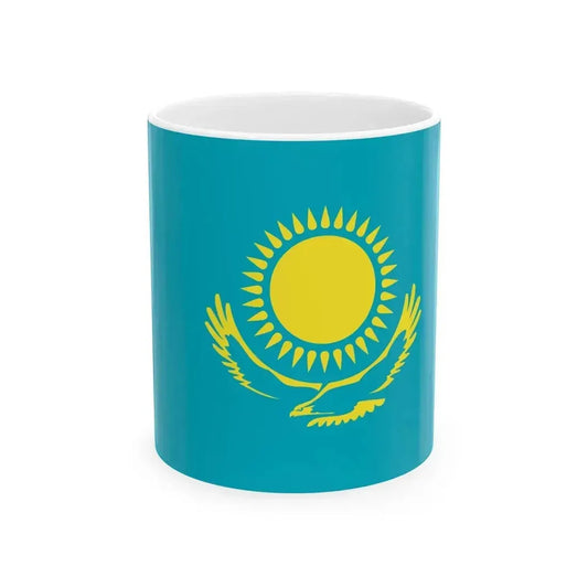 Flag of Kazakhstan 3-2 (Kazakhstan) White Coffee Mug 11oz - Go Mug Yourself