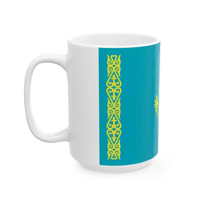 Flag of Kazakhstan 3-2 (Kazakhstan) White Coffee Mug - Go Mug Yourself