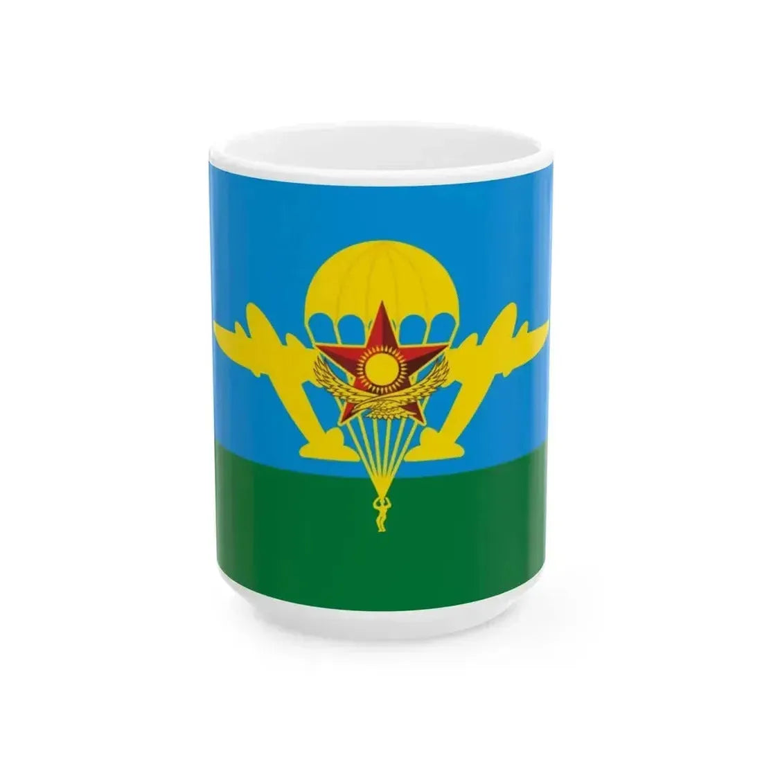 Flag of Kazakhstan Airborne Troops (Kazakhstan) White Coffee Mug 15oz - Go Mug Yourself