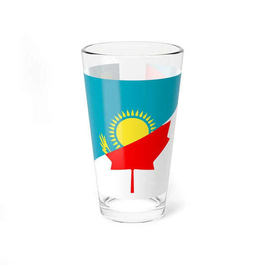 Flag of Kazakhstan and Canada (Canada) Pint Glass 16oz 16oz - Go Mug Yourself