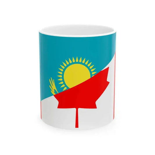 Flag of Kazakhstan and Canada (Canada) White Coffee Mug 11oz - Go Mug Yourself