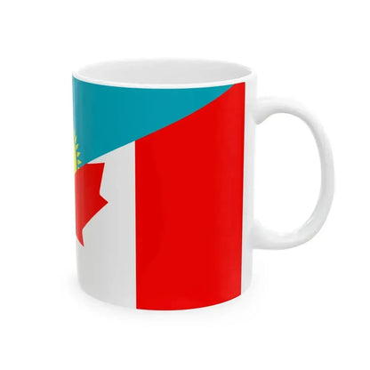 Flag of Kazakhstan and Canada (Canada) White Coffee Mug - Go Mug Yourself