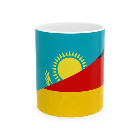 Flag of Kazakhstan and Germany (Germany) White Coffee Mug 11oz - Go Mug Yourself