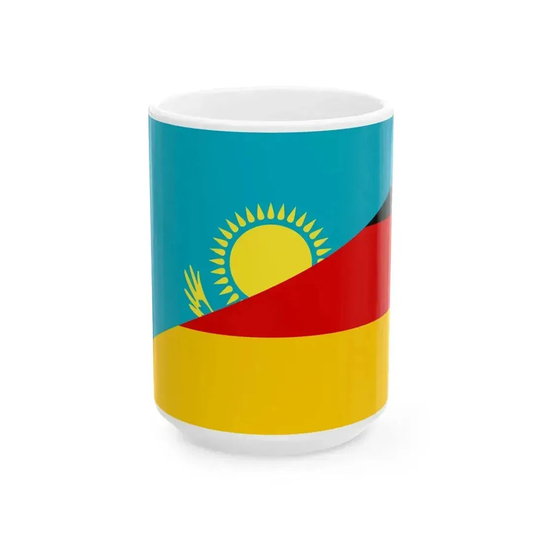 Flag of Kazakhstan and Germany (Germany) White Coffee Mug 15oz - Go Mug Yourself
