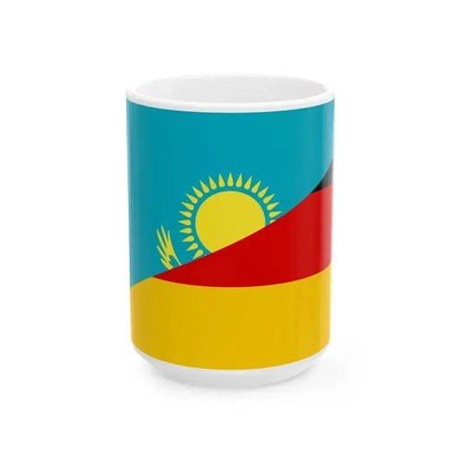Flag of Kazakhstan and Germany (Germany) White Coffee Mug 15oz - Go Mug Yourself