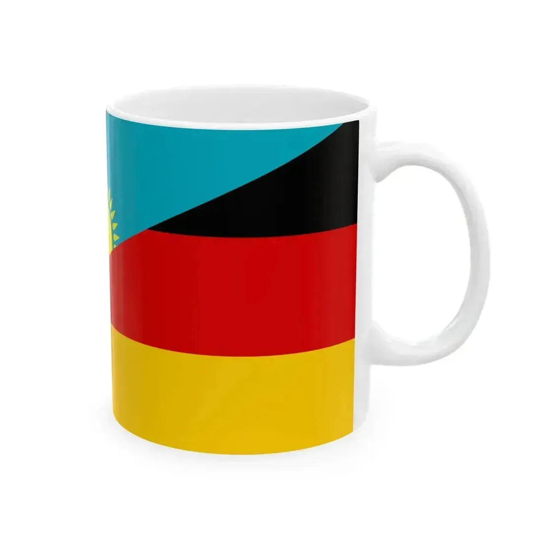 Flag of Kazakhstan and Germany (Germany) White Coffee Mug - Go Mug Yourself