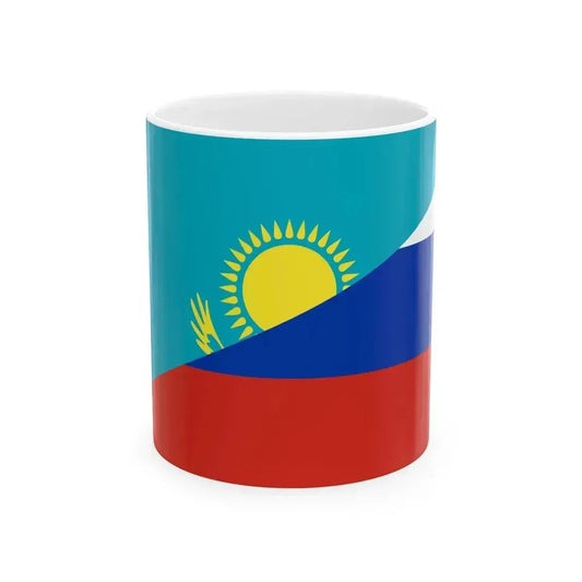 Flag of Kazakhstan and Russia (Kazakhstan) White Coffee Mug 11oz - Go Mug Yourself