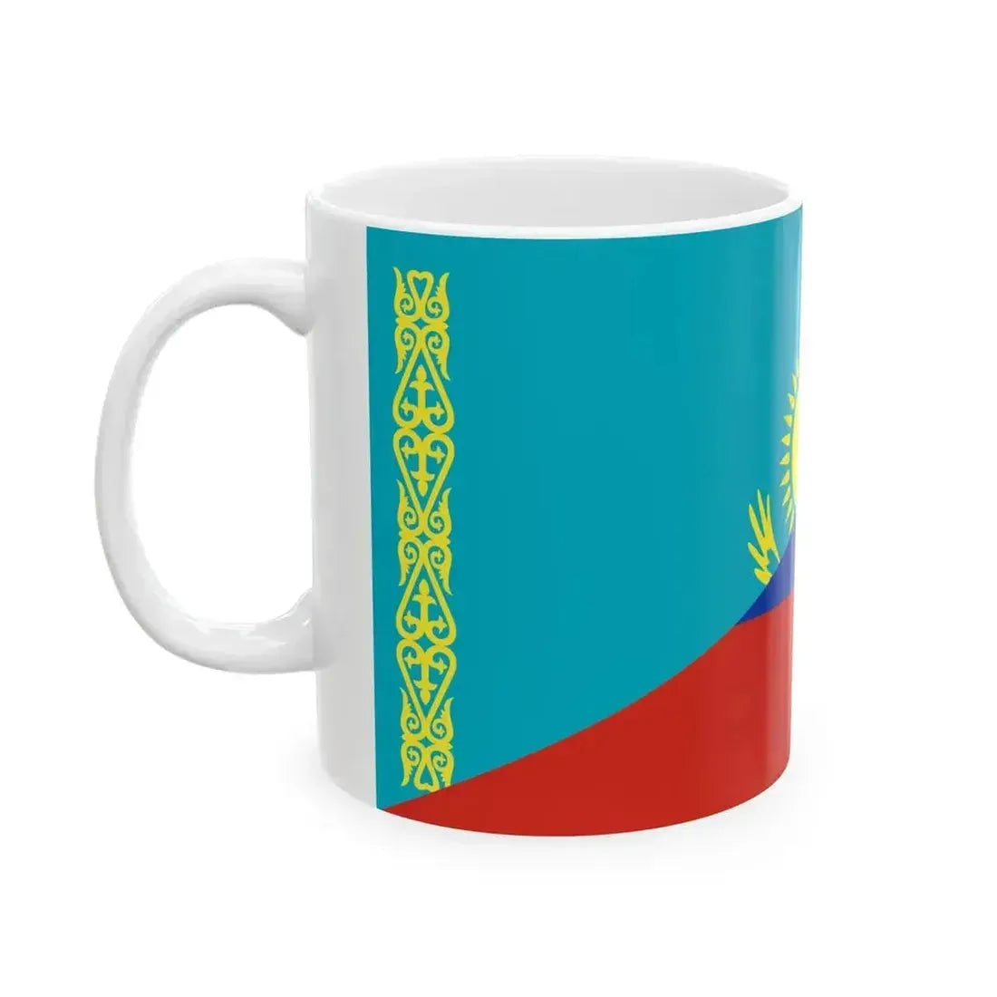 Flag of Kazakhstan and Russia (Kazakhstan) White Coffee Mug - Go Mug Yourself