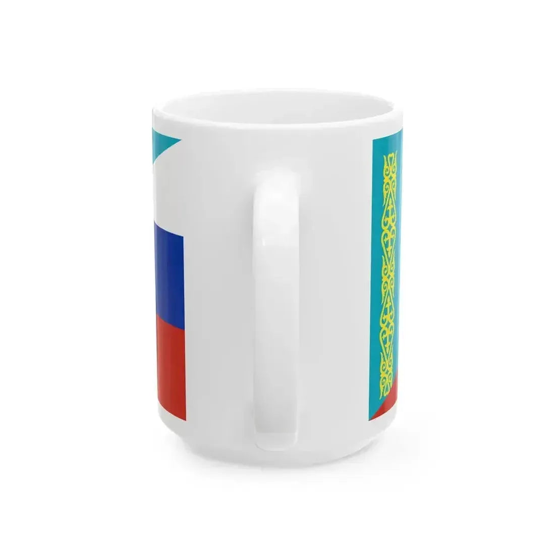 Flag of Kazakhstan and Russia (Kazakhstan) White Coffee Mug - Go Mug Yourself