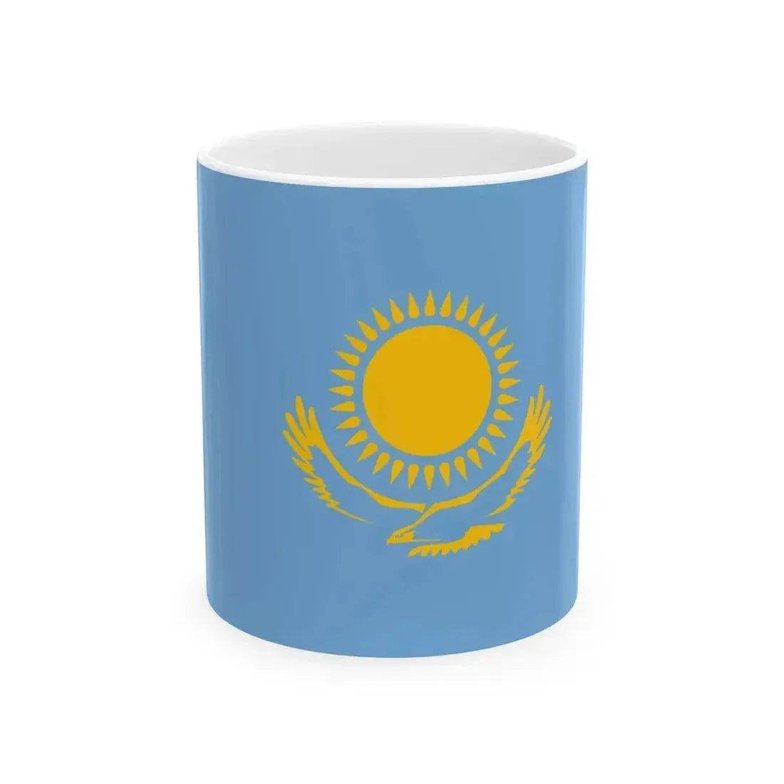 Flag of Kazakhstan argentine blue colours (Kazakhstan) White Coffee Mug 11oz - Go Mug Yourself