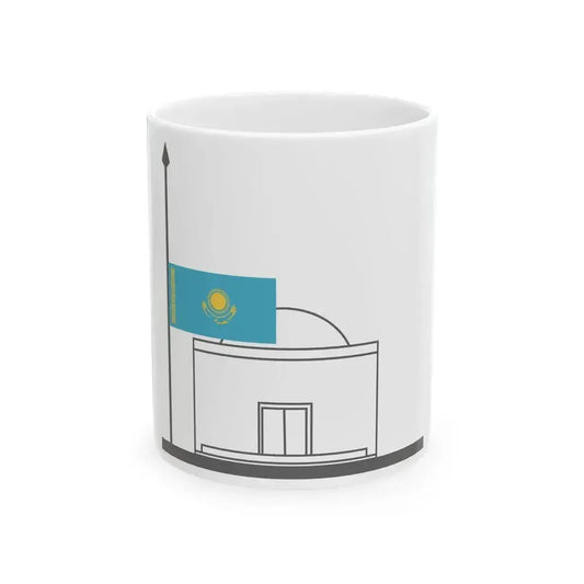 Flag of kazakhstan at half-staff (Kazakhstan) White Coffee Mug 11oz - Go Mug Yourself