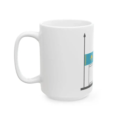Flag of kazakhstan at half-staff (Kazakhstan) White Coffee Mug - Go Mug Yourself