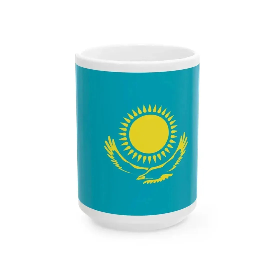 Flag of Kazakhstan (Kazakhstan) White Coffee Mug 15oz - Go Mug Yourself