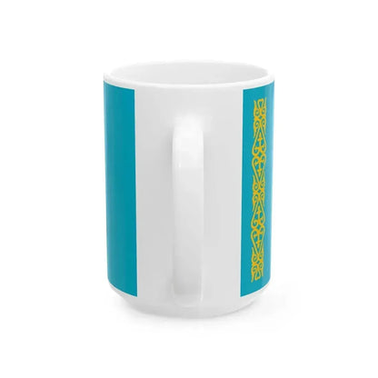 Flag of Kazakhstan non-pantone (Kazakhstan) White Coffee Mug - Go Mug Yourself