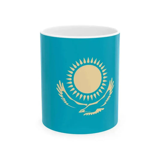 Flag of Kazakhstan non-textile colours (Kazakhstan) White Coffee Mug 11oz - Go Mug Yourself