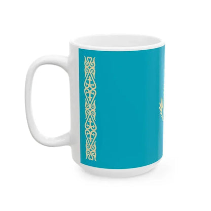 Flag of Kazakhstan non-textile colours (Kazakhstan) White Coffee Mug - Go Mug Yourself