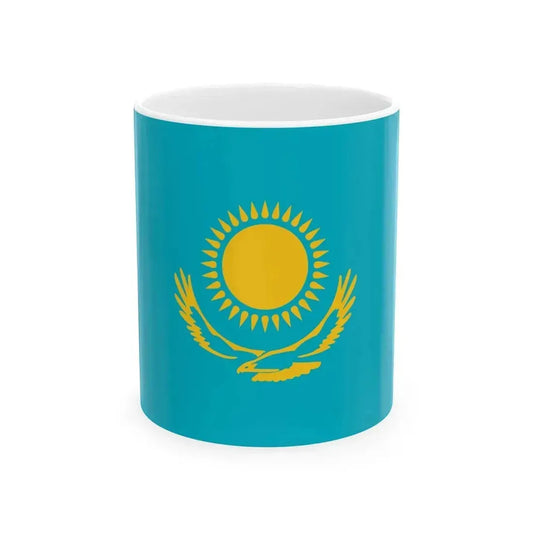 Flag of Kazakhstan type 1 (Kazakhstan) White Coffee Mug 11oz - Go Mug Yourself