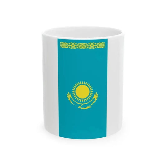Flag of Kazakhstan vertical (Kazakhstan) White Coffee Mug 11oz - Go Mug Yourself