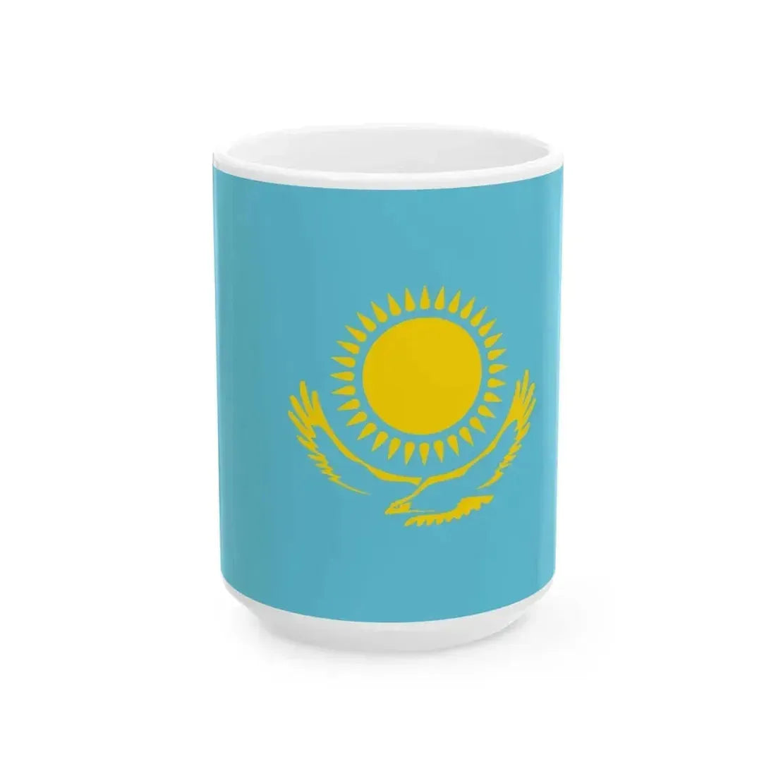 Flag of Kazakhstan WFB 2000 (Kazakhstan) White Coffee Mug 15oz - Go Mug Yourself
