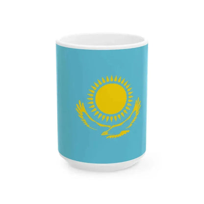 Flag of Kazakhstan WFB 2000 (Kazakhstan) White Coffee Mug 15oz - Go Mug Yourself