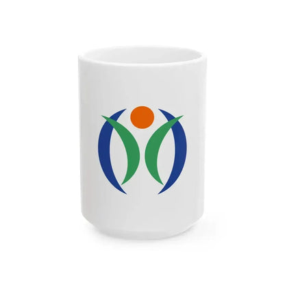 Flag of Kazo Saitama (Japan) White Coffee Mug 15oz - Go Mug Yourself