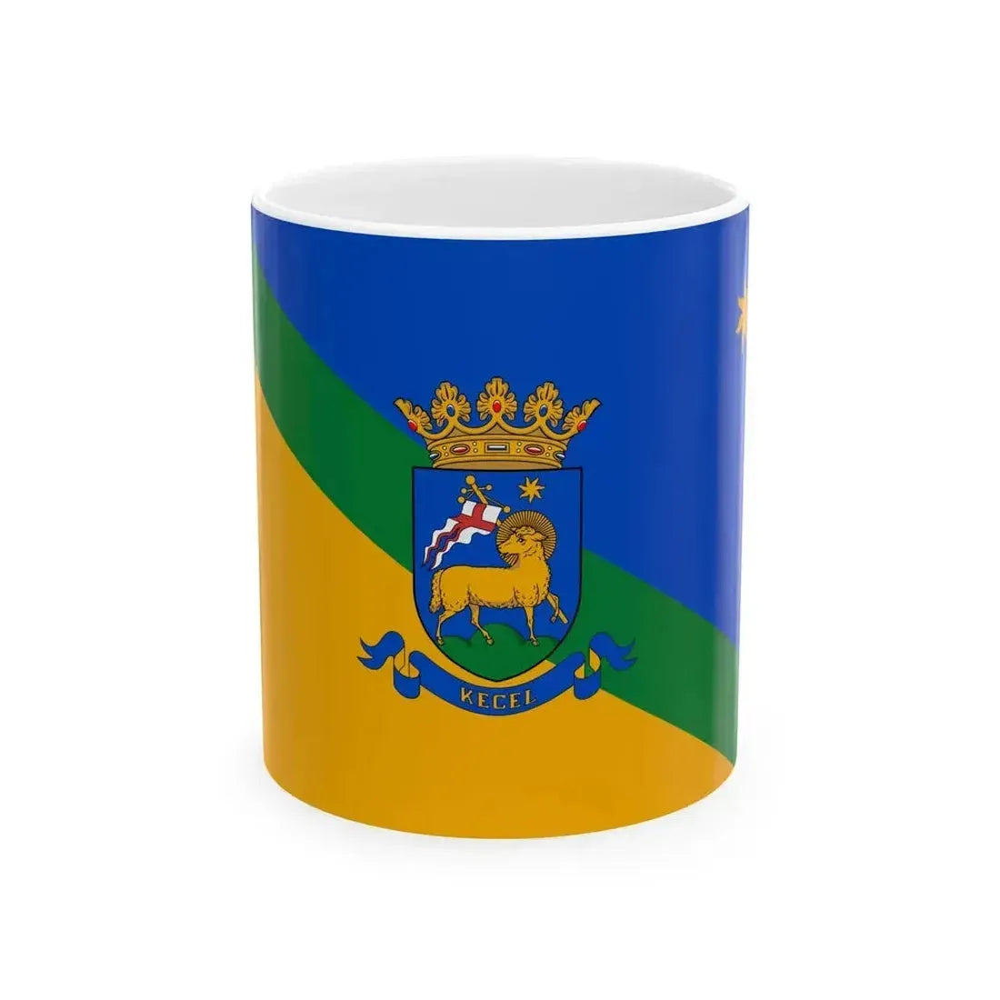 Flag of Kecel reverse (Hungary) White Coffee Mug 11oz - Go Mug Yourself