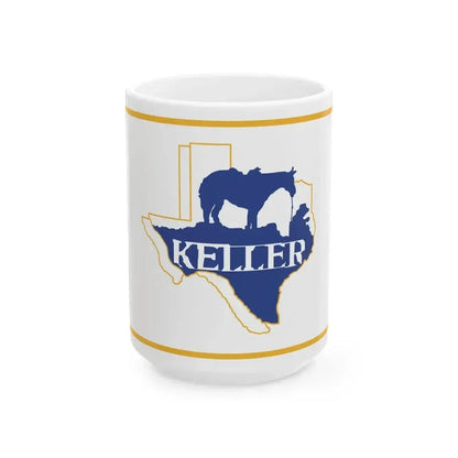 Flag of Keller Texas (United States) White Coffee Mug 15oz - Go Mug Yourself