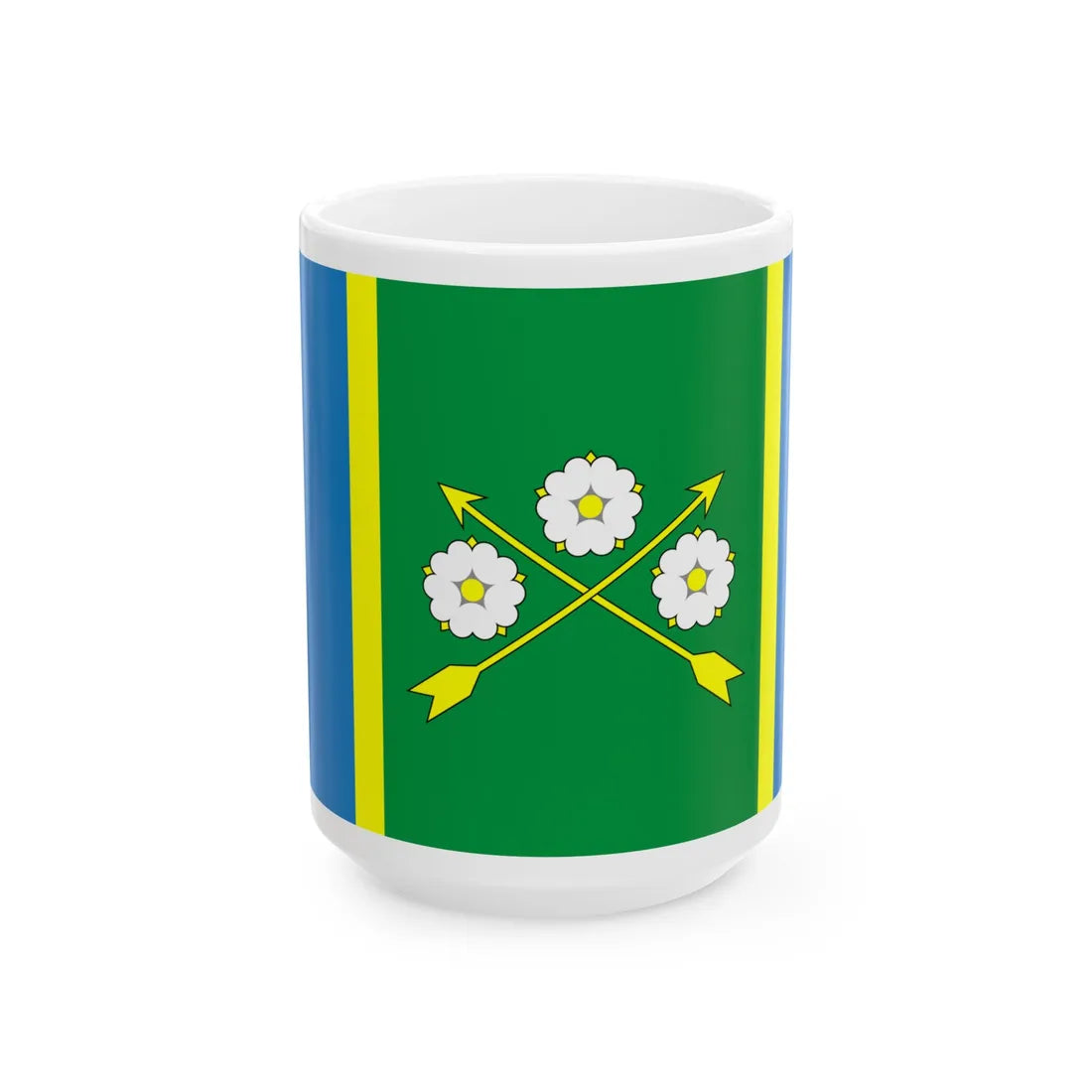 Flag of Kelmentsi raion (Ukraine) White Coffee Mug 15oz - Go Mug Yourself