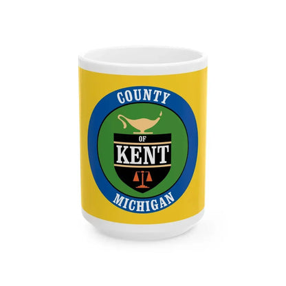 Flag of Kent County Michigan (United States) White Coffee Mug 15oz - Go Mug Yourself