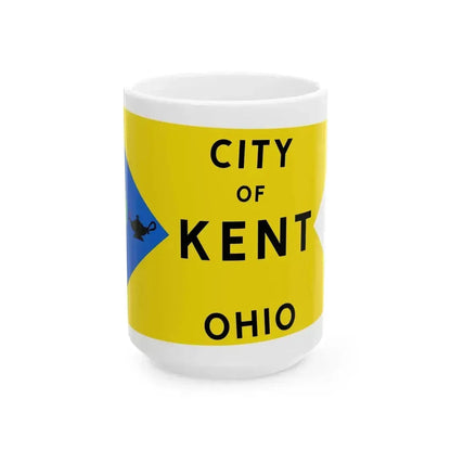 Flag of Kent Ohio 1975-2023 (United States) White Coffee Mug 15oz - Go Mug Yourself