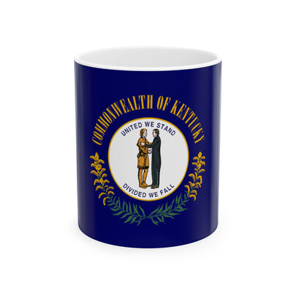 Flag of Kentucky 3-2 (United States) White Coffee Mug-11oz-Go Mug Yourself