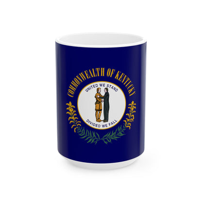 Flag of Kentucky 3-2 (United States) White Coffee Mug-15oz-Go Mug Yourself