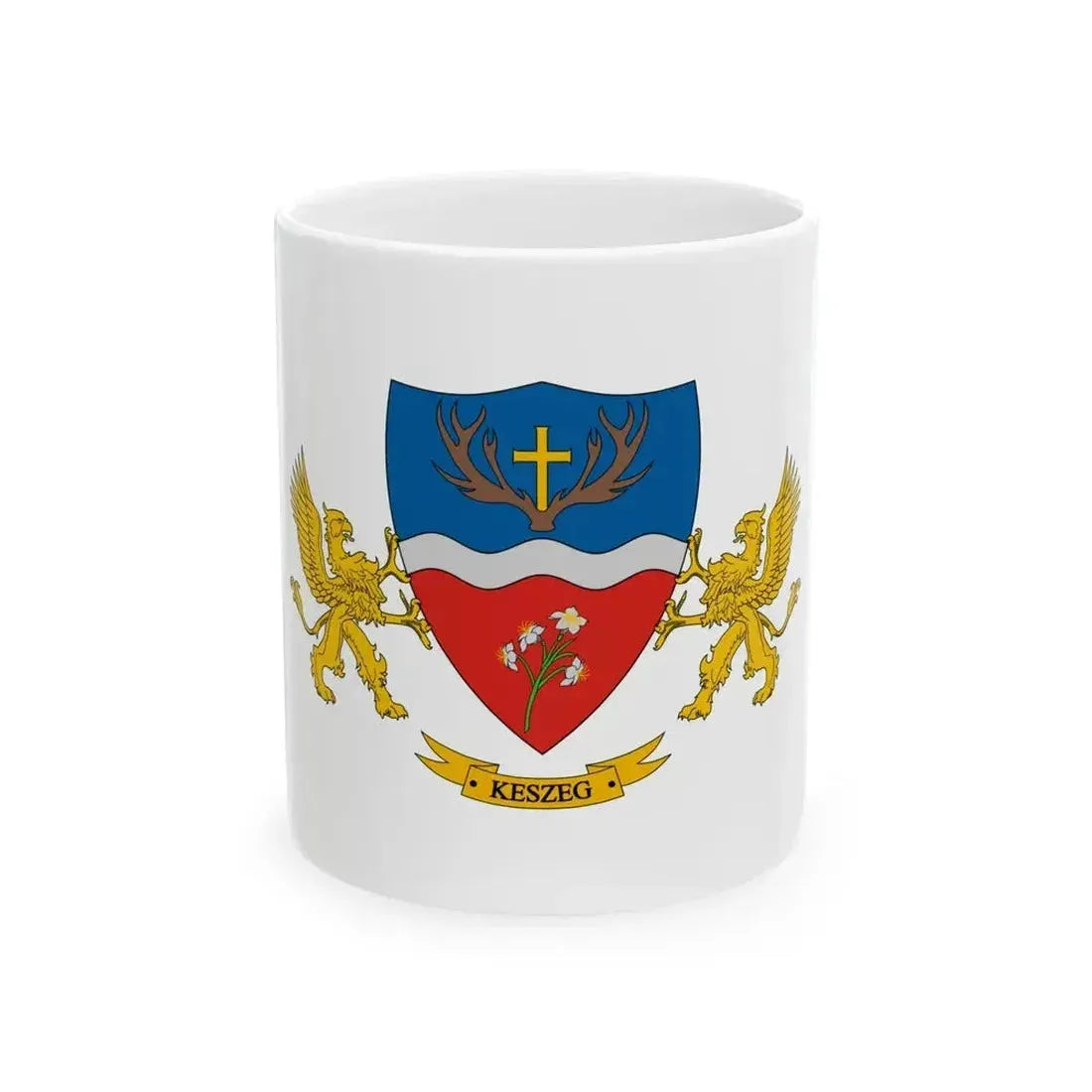 Flag of Keszeg (Hungary) White Coffee Mug 11oz - Go Mug Yourself