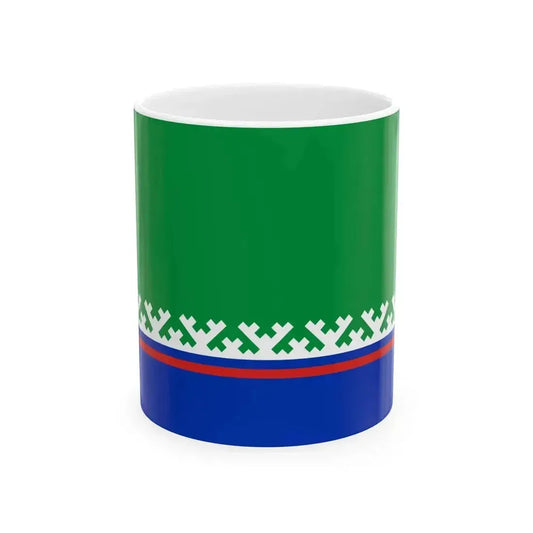 Flag of Khanty-Mansiysky rayon Yugra (Russia) White Coffee Mug 11oz - Go Mug Yourself