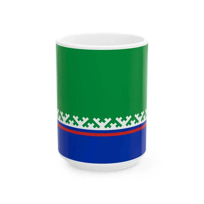 Flag of Khanty-Mansiysky rayon Yugra (Russia) White Coffee Mug 15oz - Go Mug Yourself