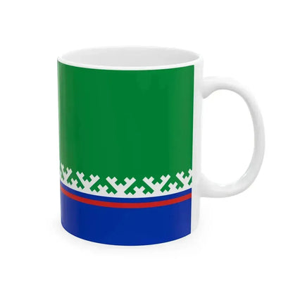 Flag of Khanty-Mansiysky rayon Yugra (Russia) White Coffee Mug - Go Mug Yourself