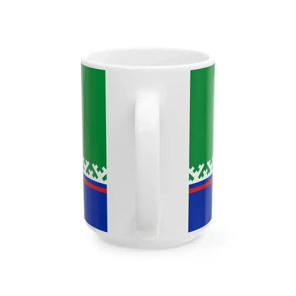 Flag of Khanty-Mansiysky rayon Yugra (Russia) White Coffee Mug - Go Mug Yourself