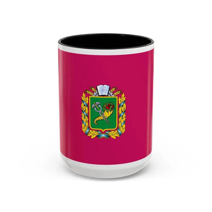 Flag of Kharkiv Oblast Ukraine - Accent Coffee Mug 15oz Black - Go Mug Yourself