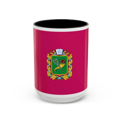 Flag of Kharkiv Oblast Ukraine - Accent Coffee Mug 15oz Black - Go Mug Yourself