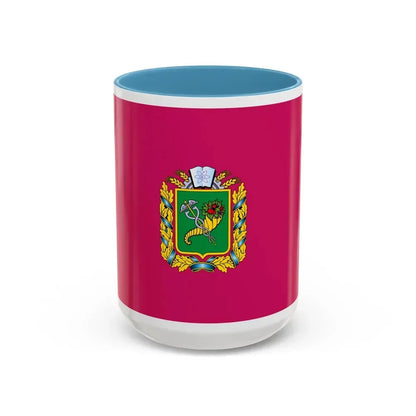 Flag of Kharkiv Oblast Ukraine - Accent Coffee Mug 15oz Light Blue - Go Mug Yourself