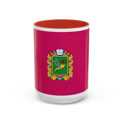 Flag of Kharkiv Oblast Ukraine - Accent Coffee Mug 15oz Red - Go Mug Yourself