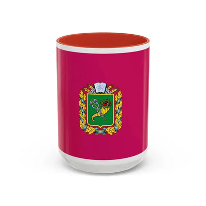 Flag of Kharkiv Oblast Ukraine - Accent Coffee Mug 15oz Red - Go Mug Yourself