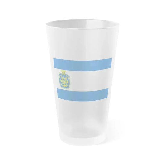 Flag of Kherson Oblast Ukraine - Frosted Pint Glass 16oz 16oz Frosted - Go Mug Yourself