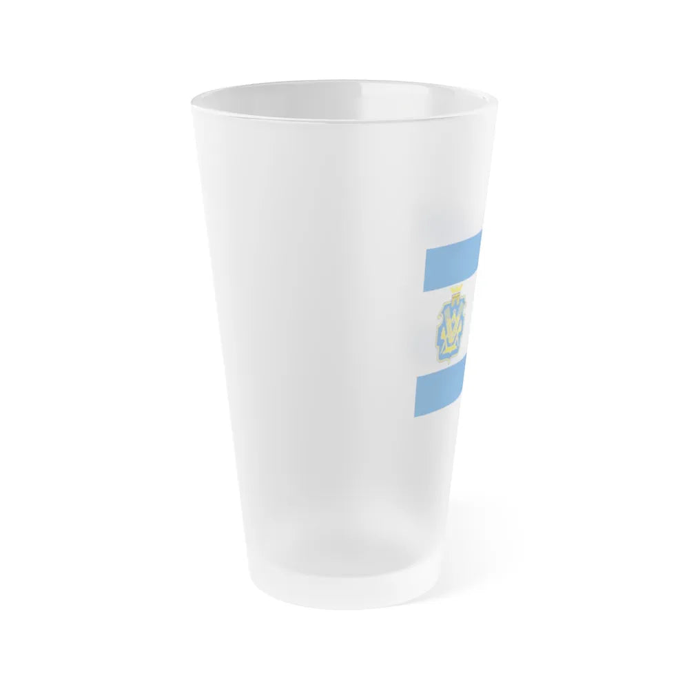 Flag of Kherson Oblast Ukraine - Frosted Pint Glass 16oz-Go Mug Yourself