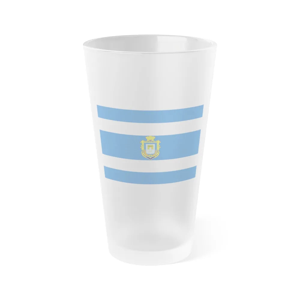 Flag of Kherson Ukraine - Frosted Pint Glass 16oz-16oz-Frosted-Go Mug Yourself