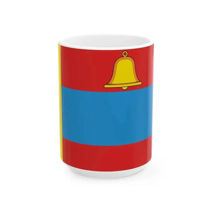 Flag of Khlevnoe rayon Lipetsk oblast (Russia) White Coffee Mug 15oz - Go Mug Yourself